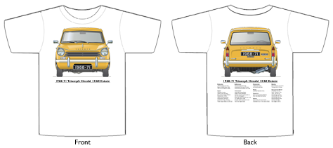 Triumph Herald Estate 13/60 1968-71 T-shirt Front & Back